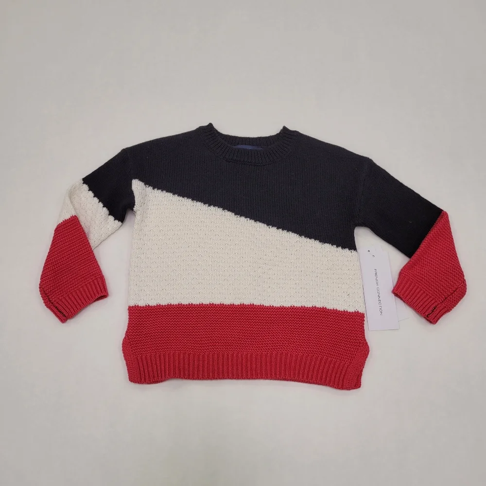 French Connection Multicolored Contrast Knit Sweater.